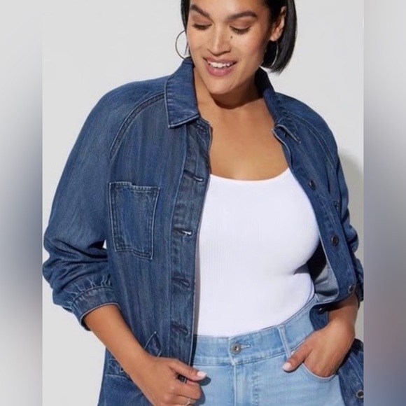 torrid | Jackets & Coats | Torrid Tencel Chore Utility Shacket Denim ...